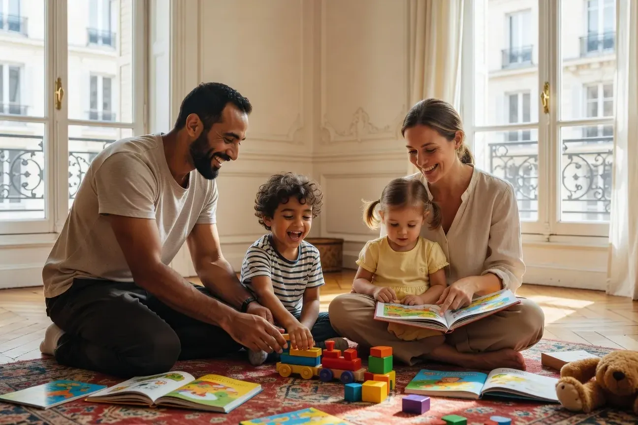 Famille interreligieuse — père musulman, mère chrétienne avec enfants