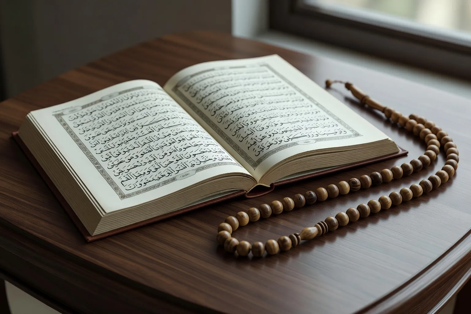 Livre de douas et chapelet posés lors d'un mariage musulman