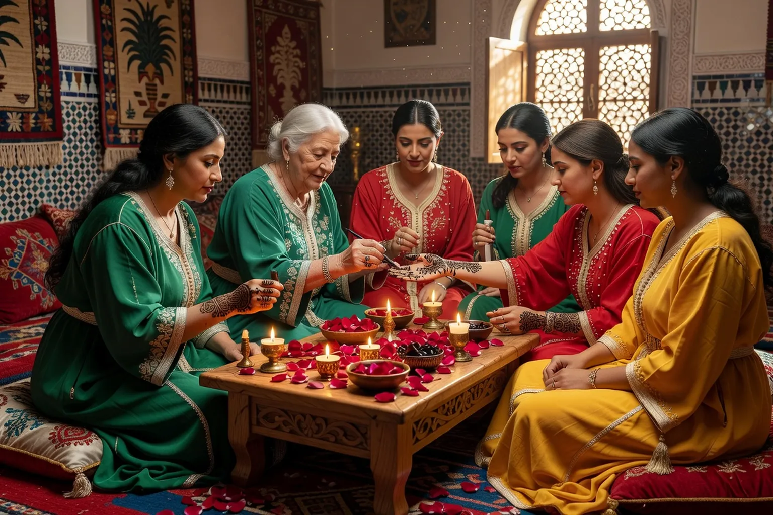 Mains de mariée ornées de motifs au henné pour la nuit du henné