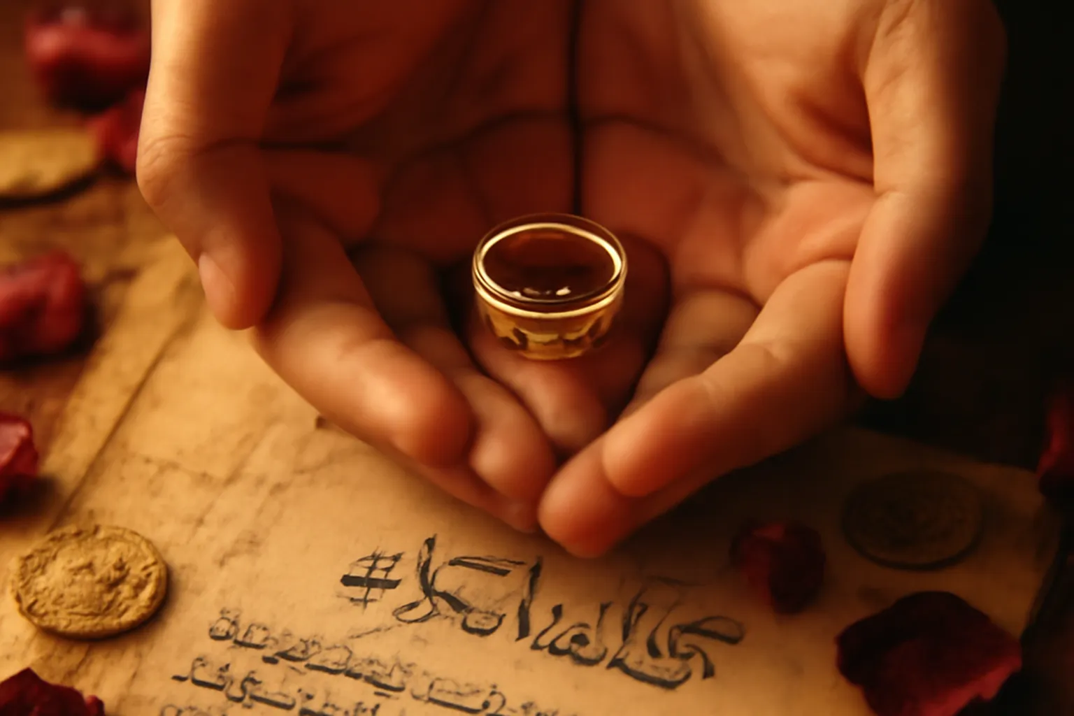 Bague et or symbolisant le Mahr islamique lors d'un mariage