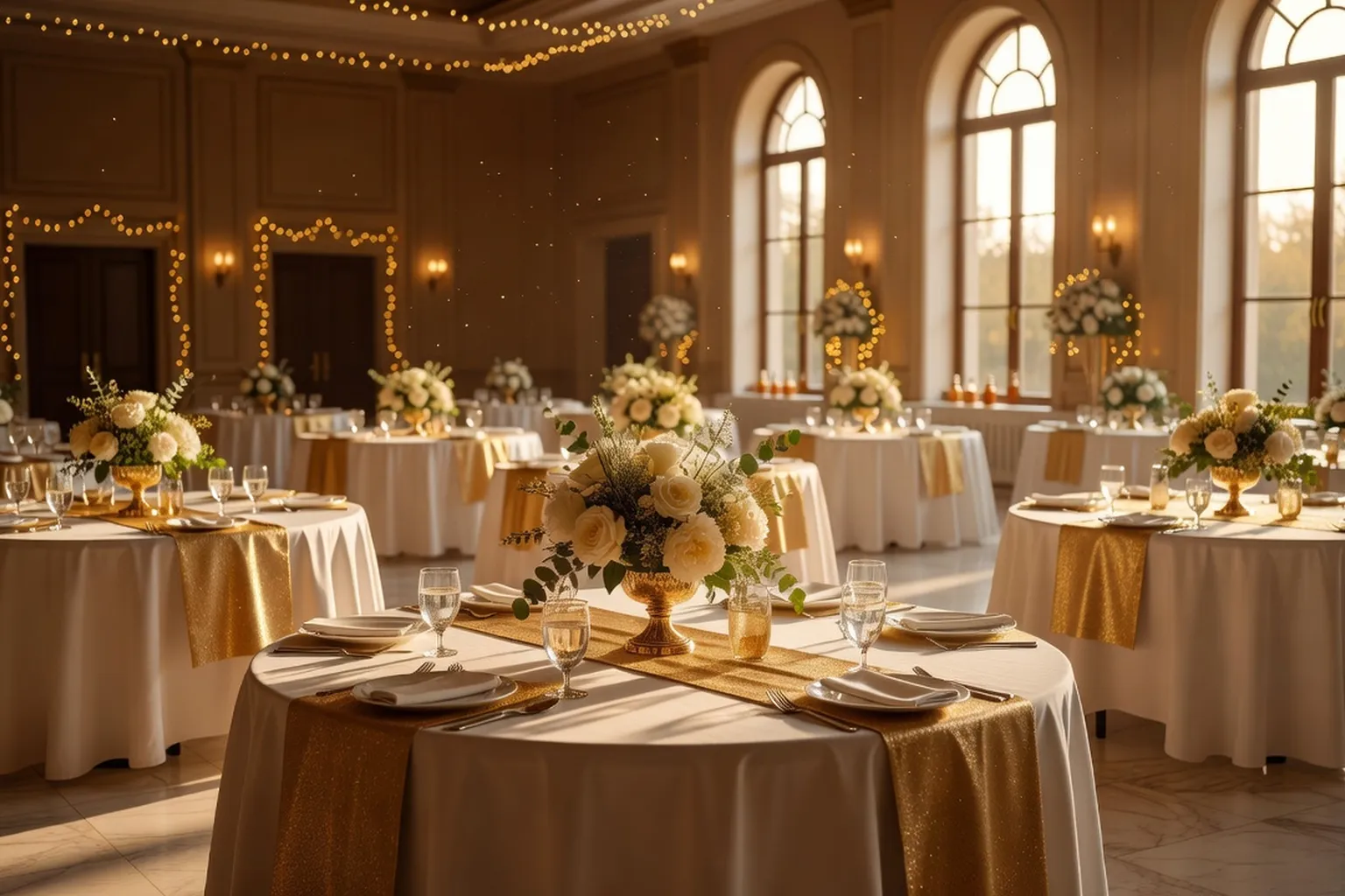 Salle de réception de mariage décorée avec goût, ambiance élégante et sobre