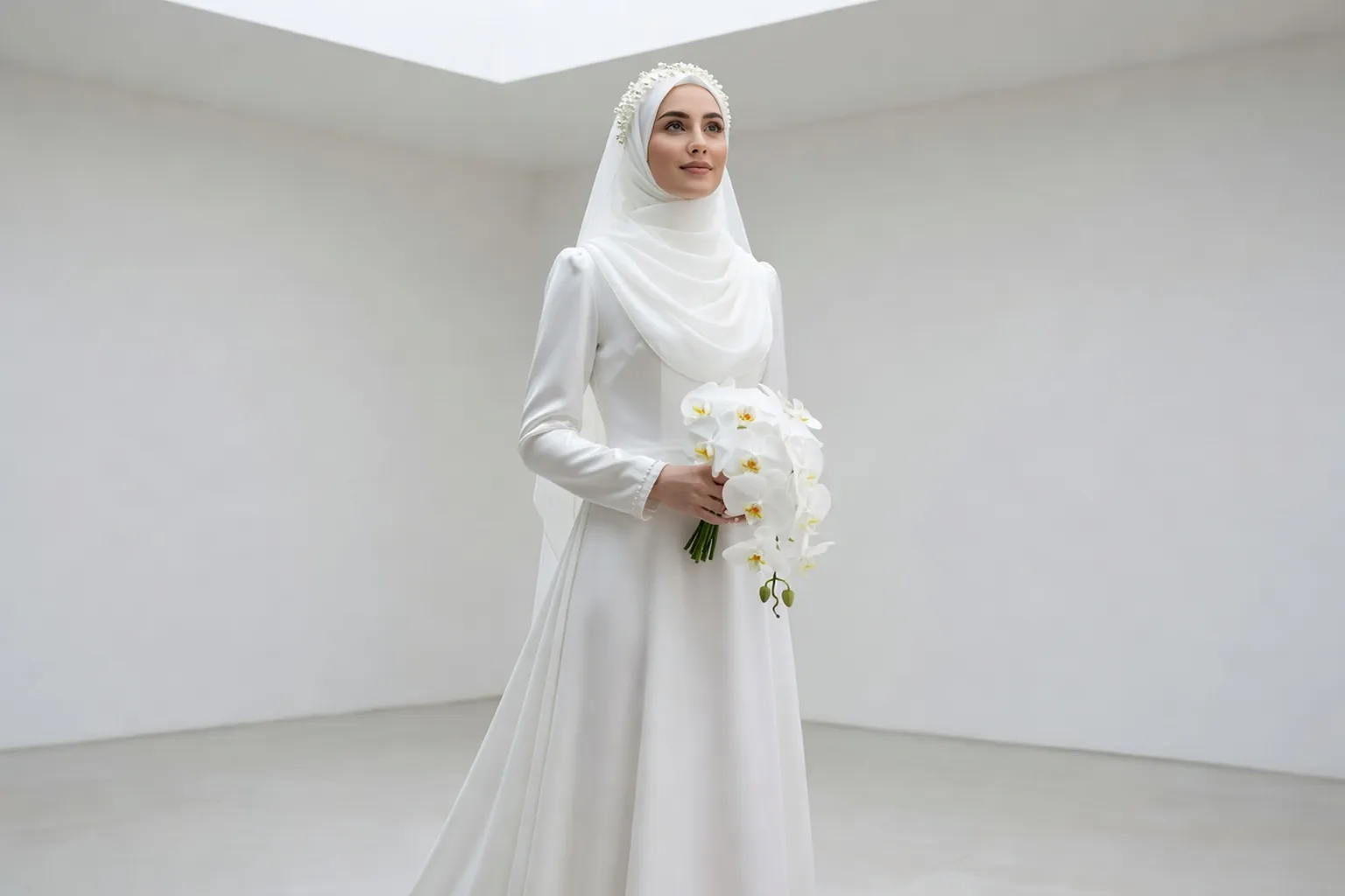 Robe de mariée musulmane brodée, style oriental élégant