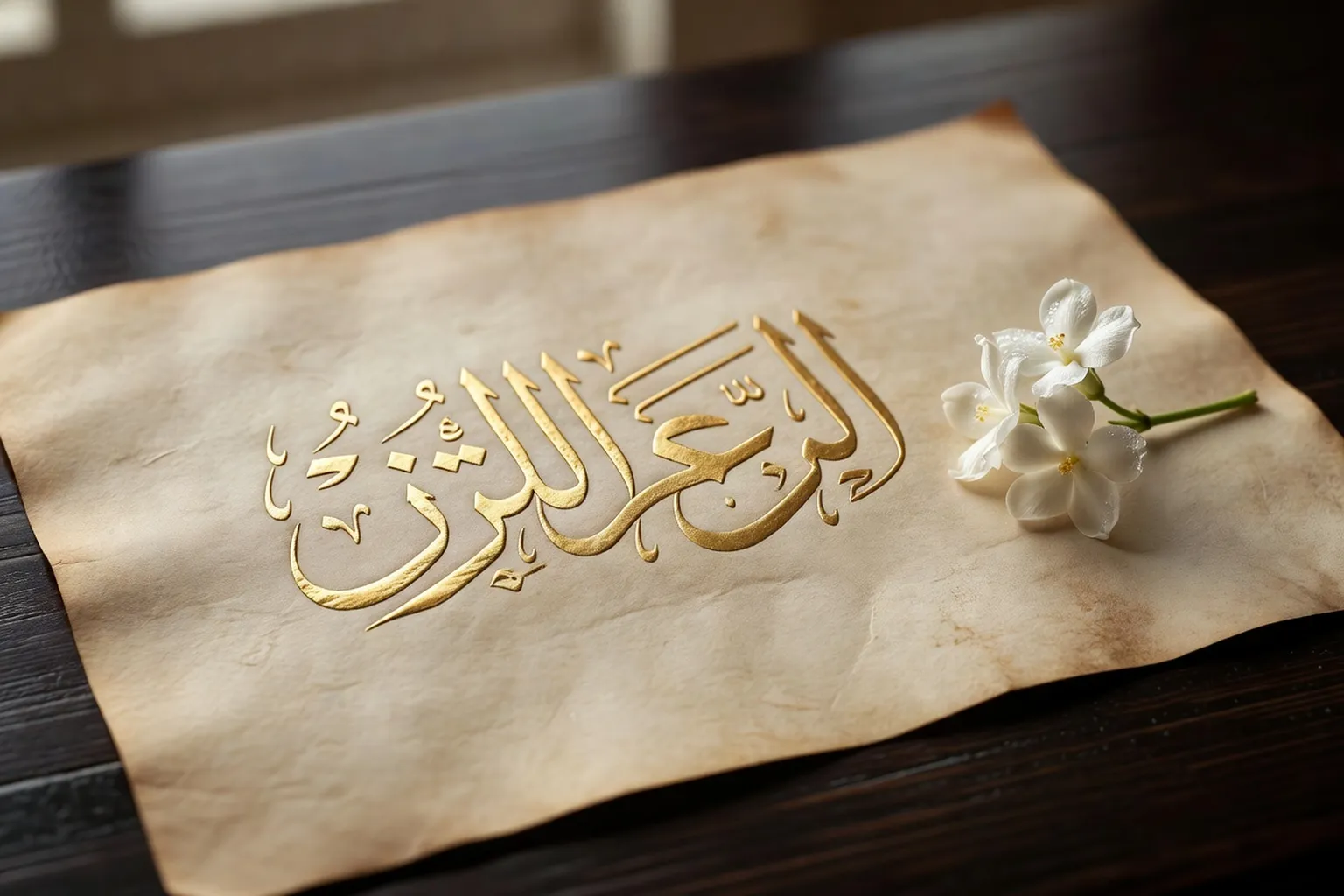 Calligraphie arabe d'un prénom évoquant l'amour et l'union